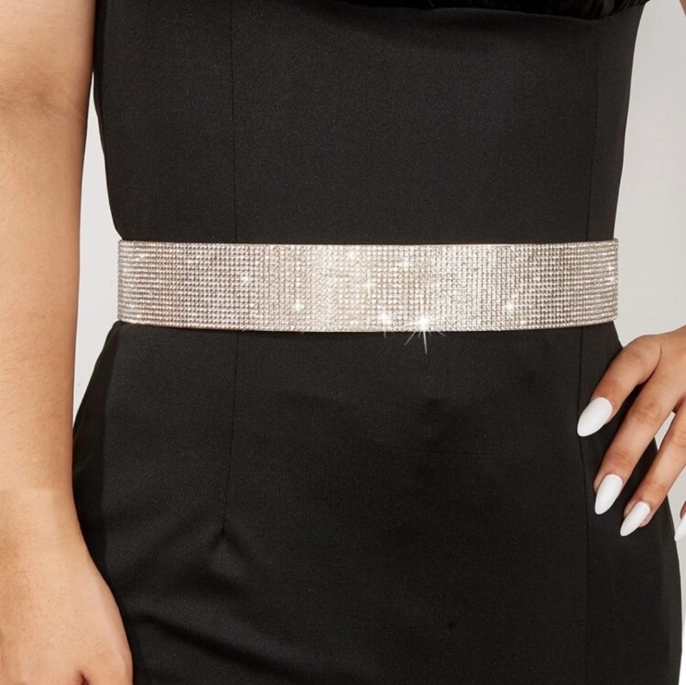 Rhinestone Belt, with extender, Gold with Rhinestones